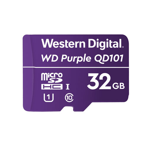 Memoria MicroSDHC Western Digital Purple – 32GB – Clase 10 – para Videovigilancia – WDD032G1P0C