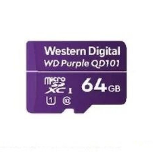 Memoria MicroSDXC Western Digital Purple – 64GB – Clase 10 – para Videovigilancia – WDD064G1P0C