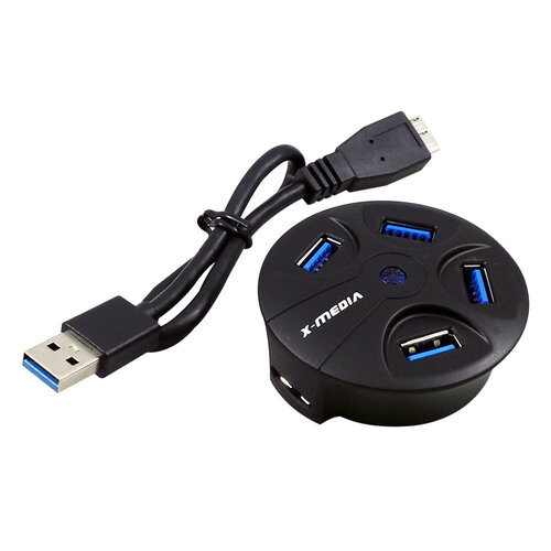 USB Hub X-Media XM-UB3004 – 4 puertos – USB 3.0 – 5000 Mbit/s – 5 V – XM-UB3004