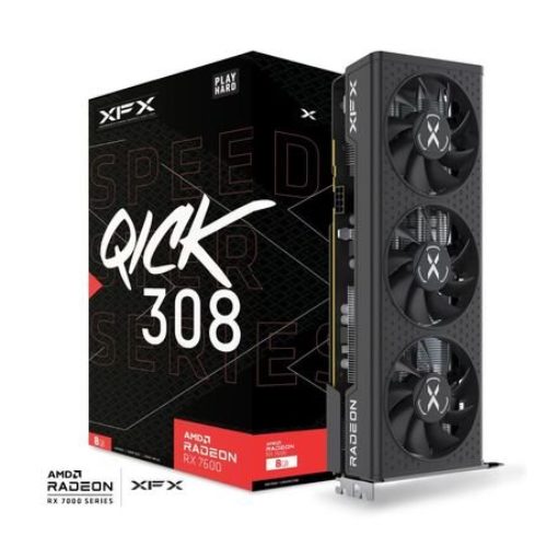 Tarjeta de Video XFX SPEEDSTER QICK 308 AMD Radeon RX 7600 Black Edition – 8GB – 128-bit – PCI-E 4.0 – GDDR6 – HDMI – DisplayPort – RX-76PQICKBY