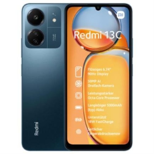 Smartphone Xiaomi Redmi 13C – 6.74″ – MediaTek Helio G85 – 4GB – 128GB – Cámaras 8MP/50MP – Android – Azul – Redmi 13C-4+128-Azul