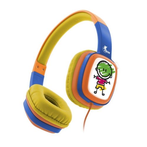 Audífonos Xtech XTH-350OR – Alámbrico – Para Niños – Amarillo, Naranja y Azul – XTH-350OR