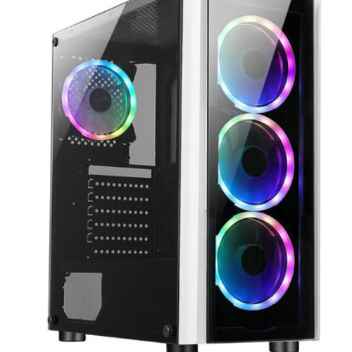 Gabinete Gamer XZeal XZ110-1 – Media Torre – ATX/Micro ATX/Mini ITX – 3x Ventiladores – Panel Lateral – Blanco – XZCGB12W