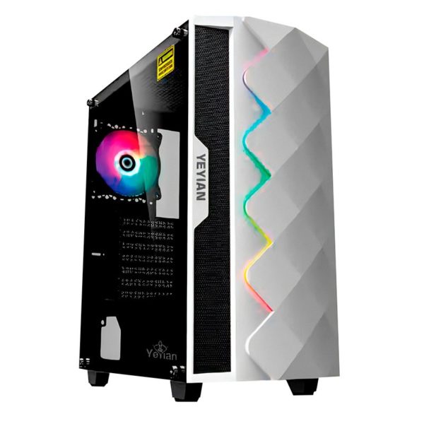 Gabinete Gamer YeYian ABYSS 2500 - Media Torre - ATX/Micro-ATX/ITX/EATX - 2x Ventilador Frontal - Panel Lateral - Blanco - YGA-49702