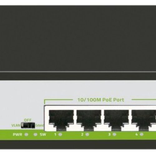 Switch ZKTeco PE041-55-C – 4 Puertos – Fast Ethernet – PoE – 1 Puerto – No Gestionado – PE041-55-C